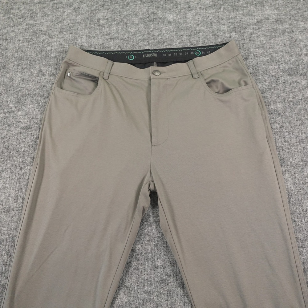 Linksoul Bandon Knit Chino Pants 36 Regular Gray 100% Cotton Soft Golf Casual - Picture 3 of 16